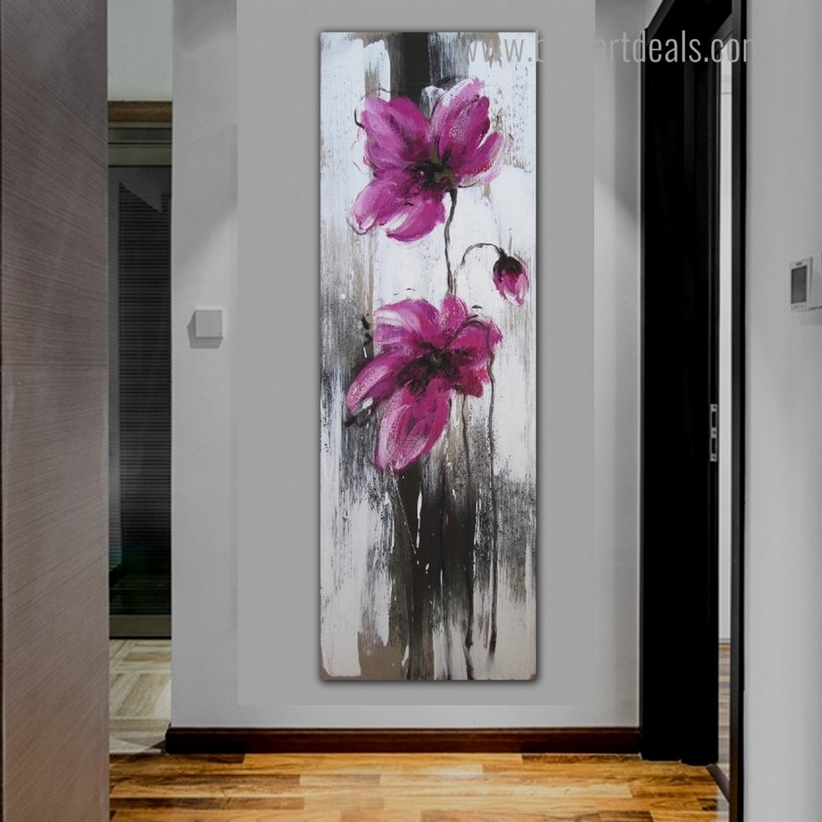 Pink Flowerets Abstract Floral Framed Painting Picture Canvas Print for Room Wall Outfit
