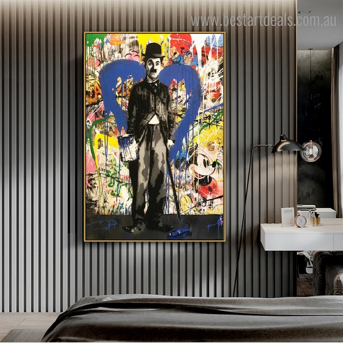 Charlie Chaplin Painter Abstract Street Art Framed Painting Portrait Canvas Print for Room Wall Outfit