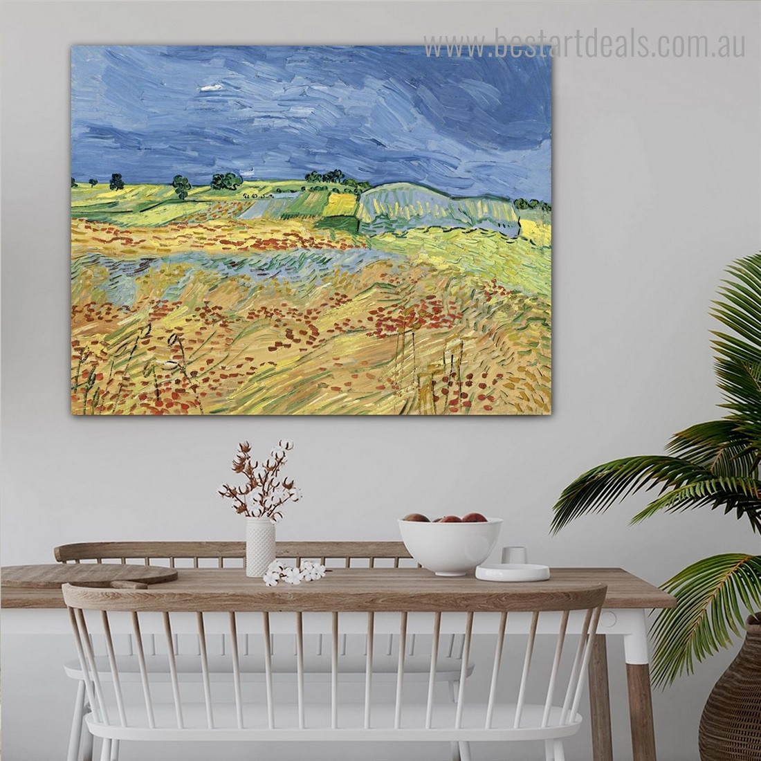 Blooming Poppies Van Gogh Reproduction Framed Painting Portrait Canvas Print for Room Wall Disposition