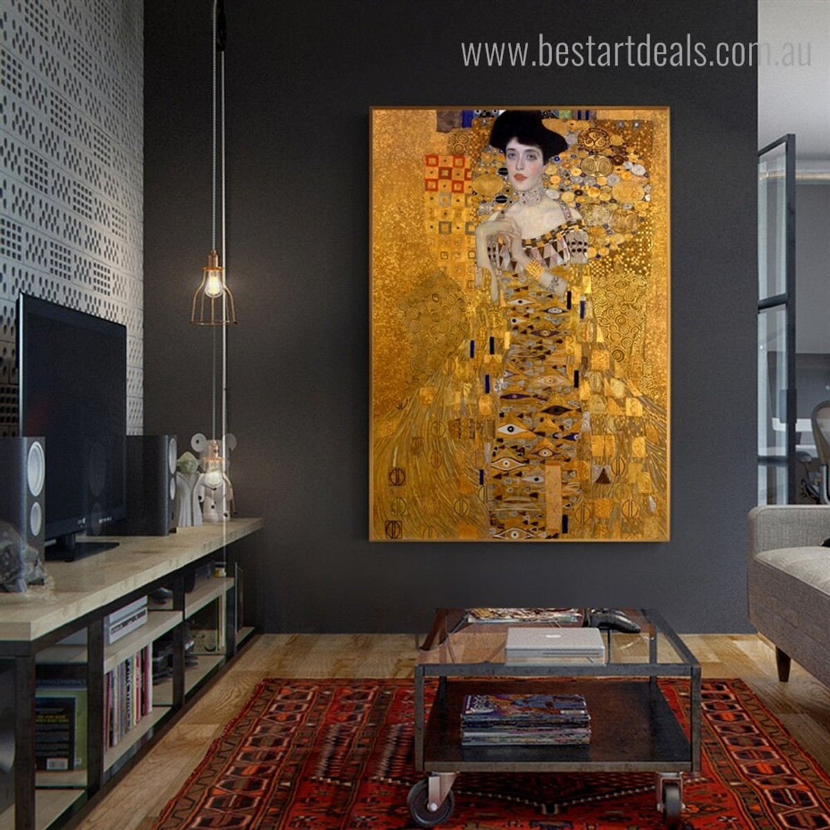 Portrait of Adele Gustav Klimt Reproduction Figure Framed Artwork Image Canvas Print for Room Wall Ornament