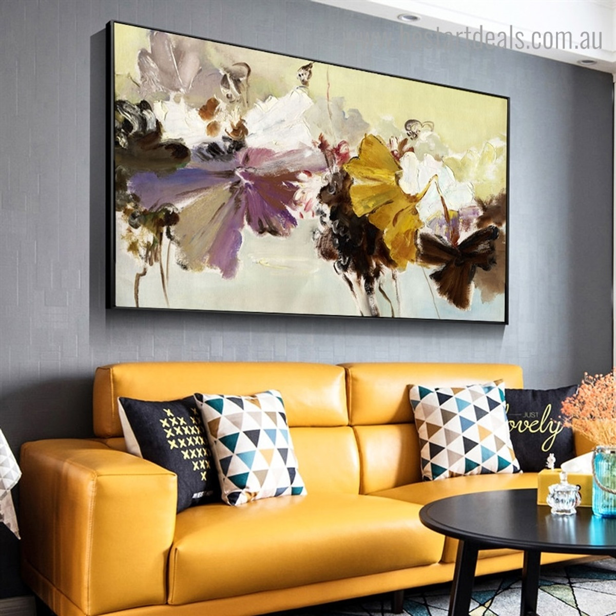 Colorific Blooms Abstract Botanical Framed Painting Pic Canvas Print for Room Wall Adornment