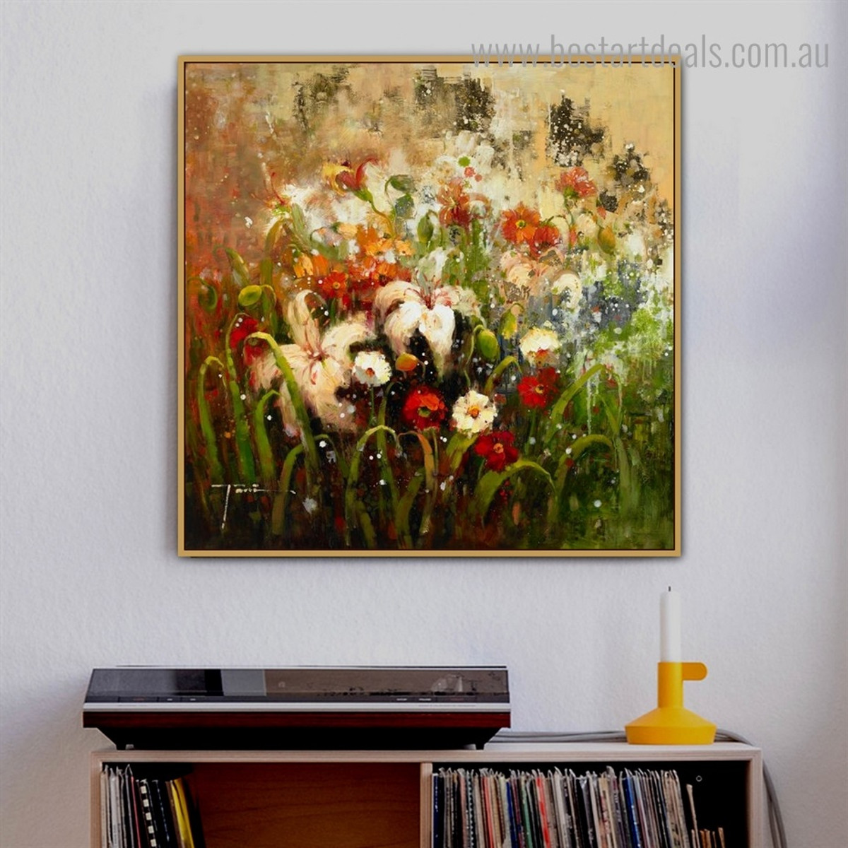 Floral Garden Botanical Impressionist Framed Oil Painting Photo Canvas Print for Room Wall Getup