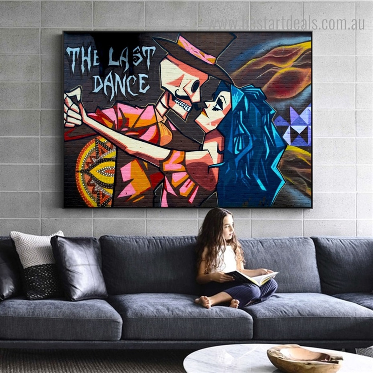 Last Dance Graffiti Figure Framed Painting Image Canvas Print for Room Wall Flourish