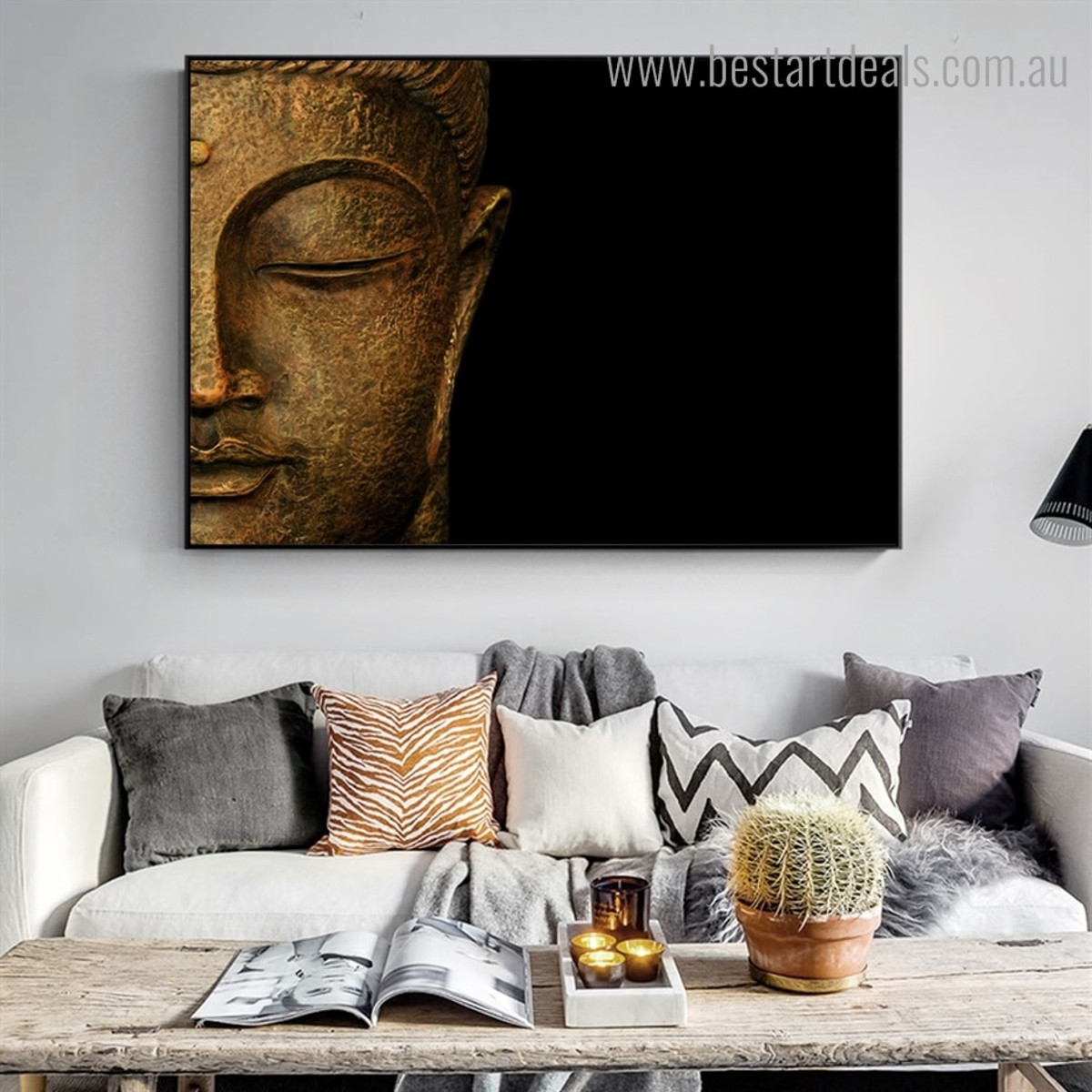 Half Buddha Religious Contameporary Framed Portraiture Pic Canvas Print for Wall Decoration