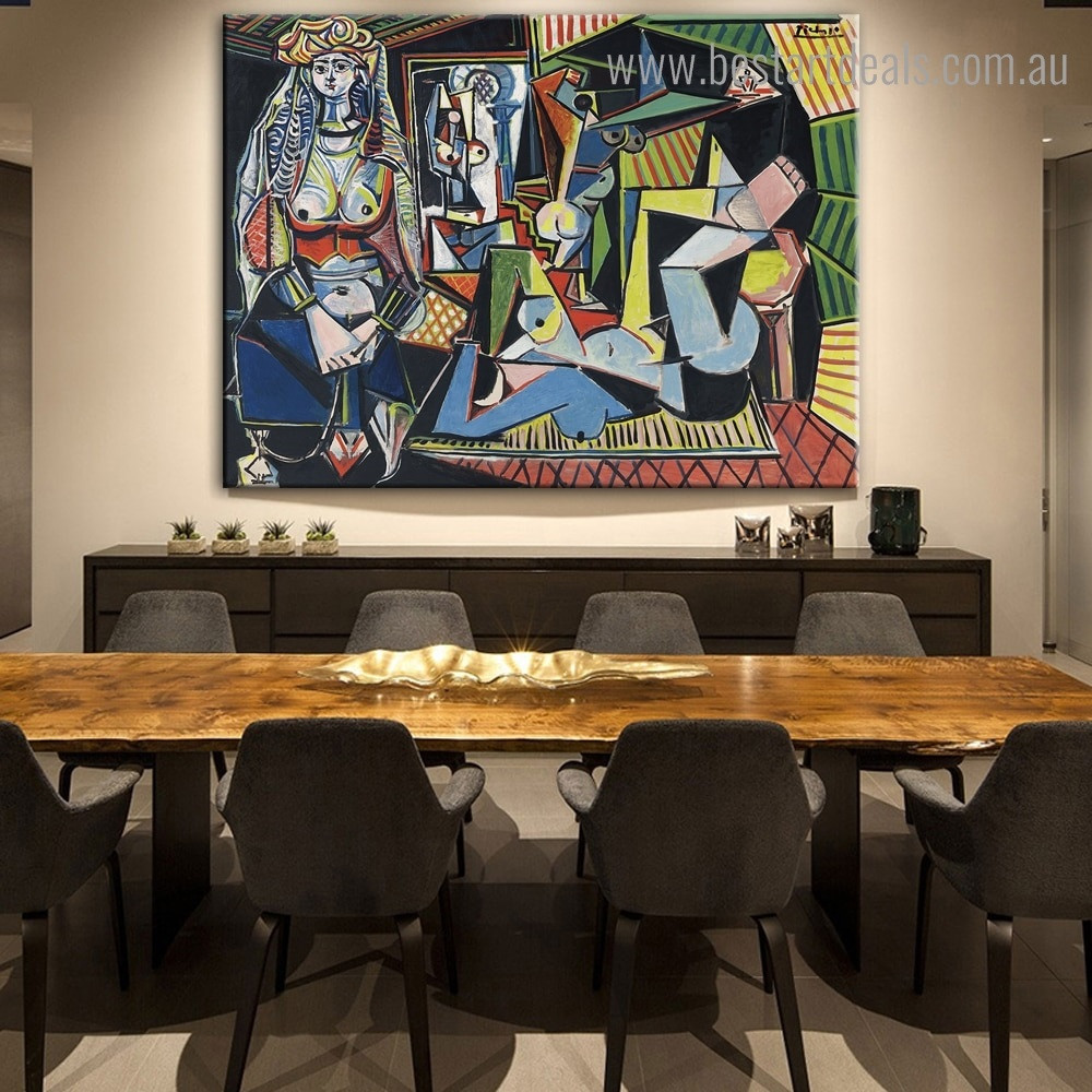 Les Femmes d’Alger Picasso’s Reproduction Framed Artwork Photo Canvas Print for Room Wall Garnish
