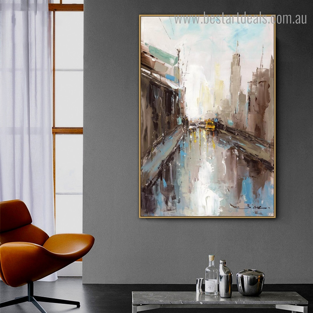 Burg View Abstract Cityscape Framed Painting Pic Canvas Print for Room Wall Outfit
