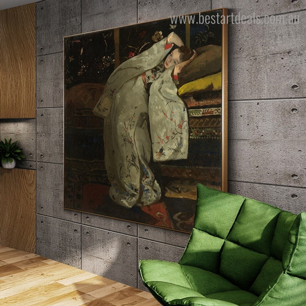 White Kimono Hendrik Breitner Reproduction Framed Artwork Picture Canvas Print for Room Wall Garnish