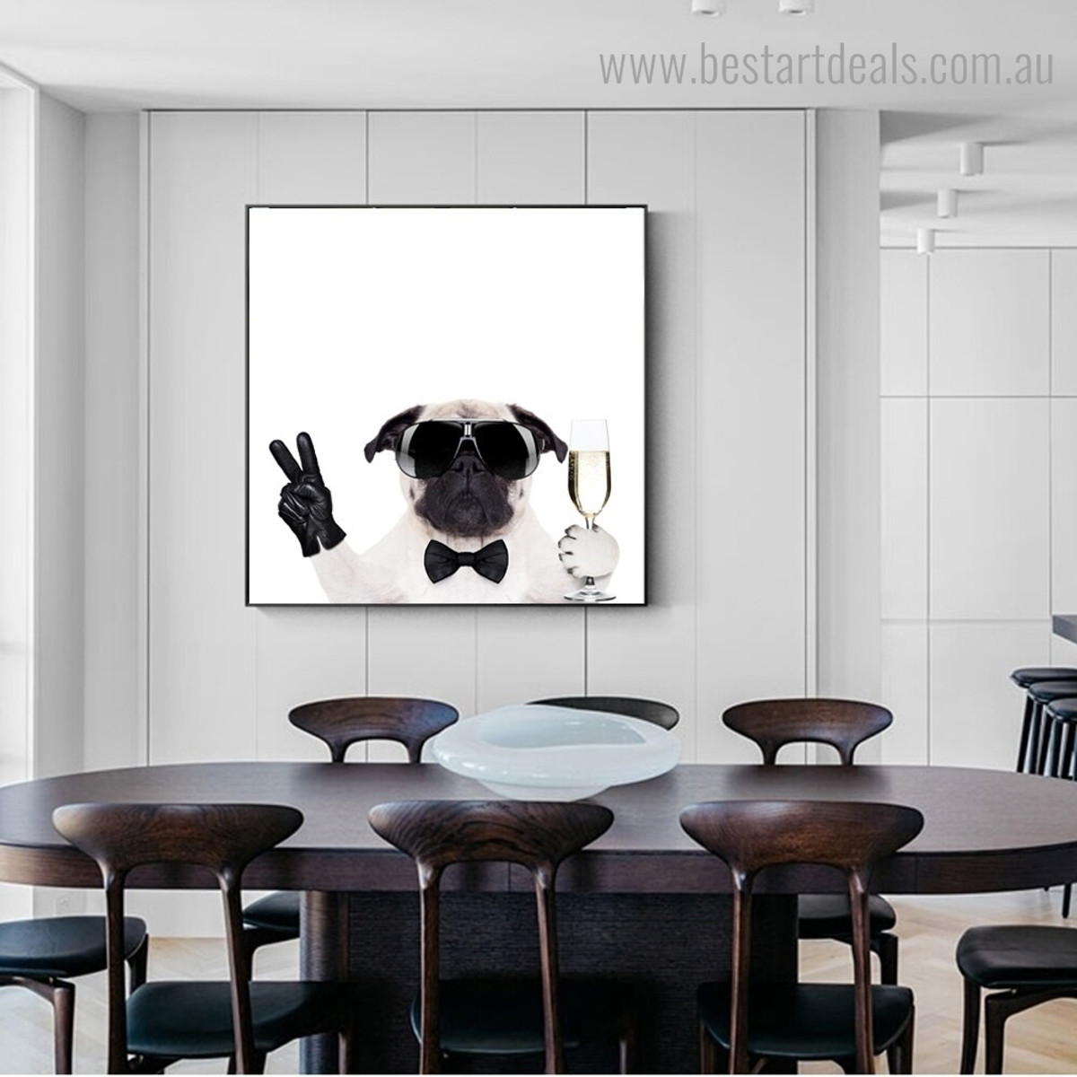 Pug Dog Animal Funny Modern Framed Painting Photo Canvas Print for Room Wall Outfit