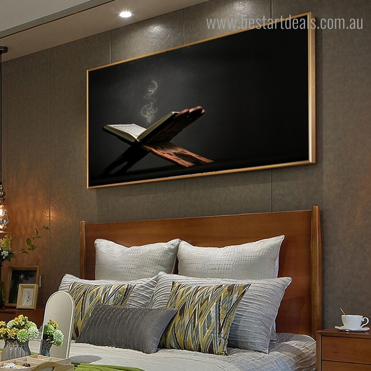 Islamic Quran Religious Contemporary Framed Painting Portrait Canvas Print for Room Wall Garnish