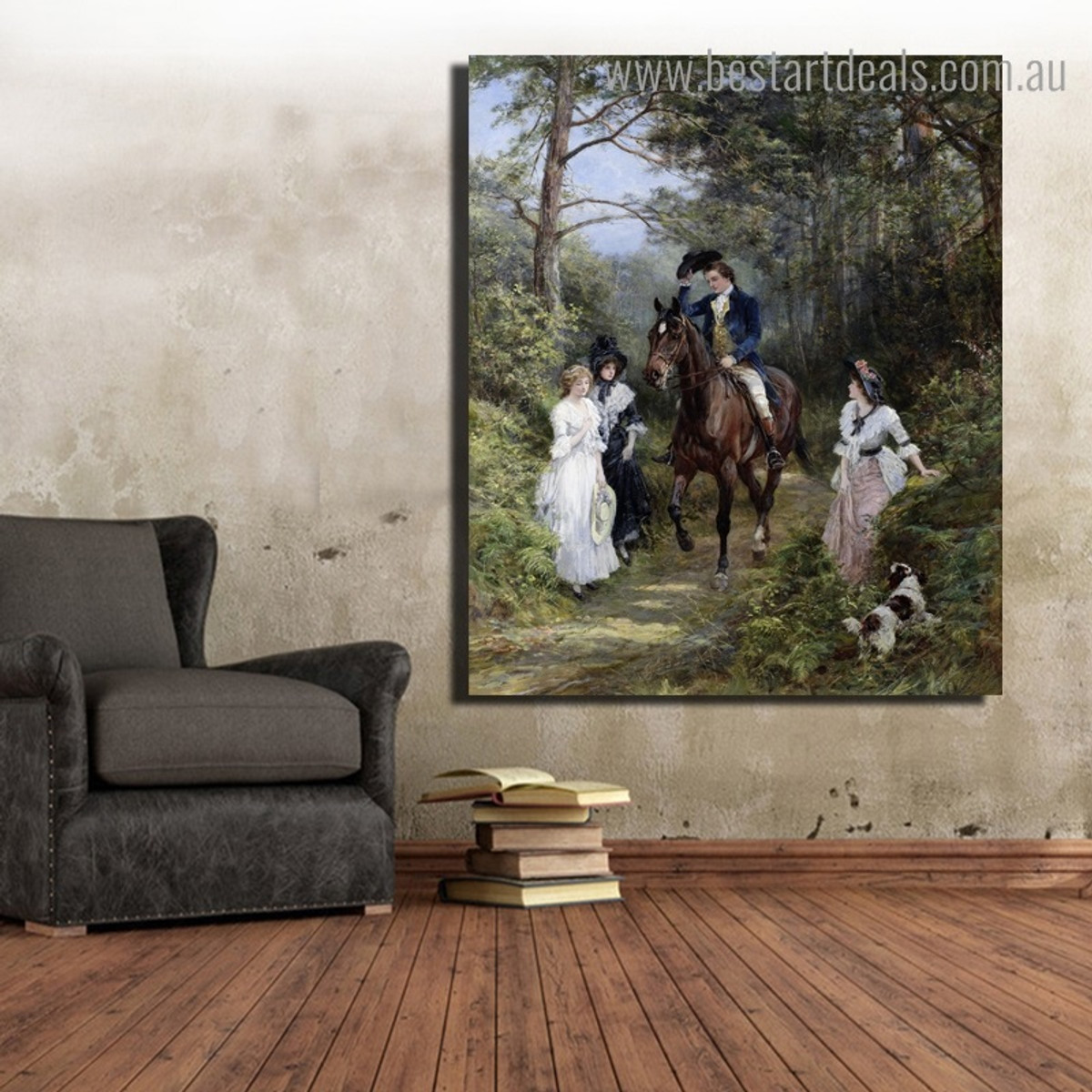 The Meeting Heywood Hardy Reproduction Framed Painting Picture Canvas Print for Room Wall Decoration