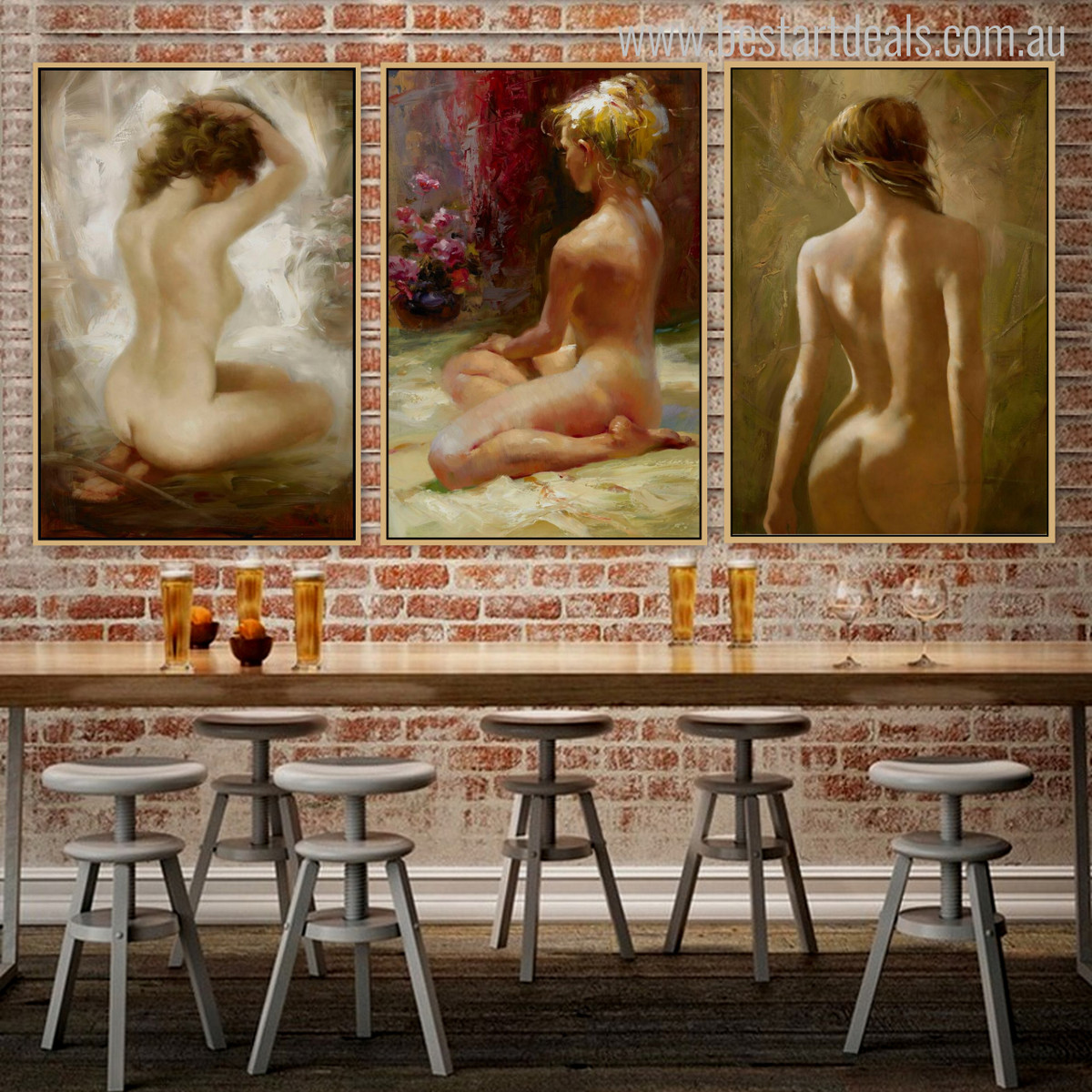 Nude Position Girls Watercolor Painting Print for Hotel Decoration