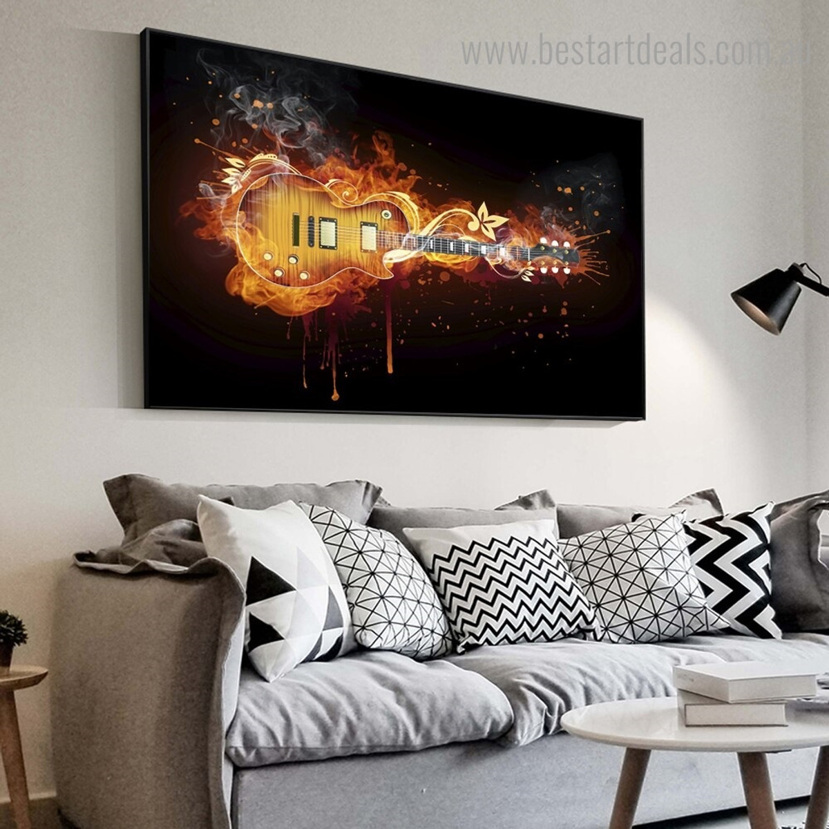 Electric Guitar Abstract Music Modern Framed Painting Picture Canvas Print for Room Wall Finery