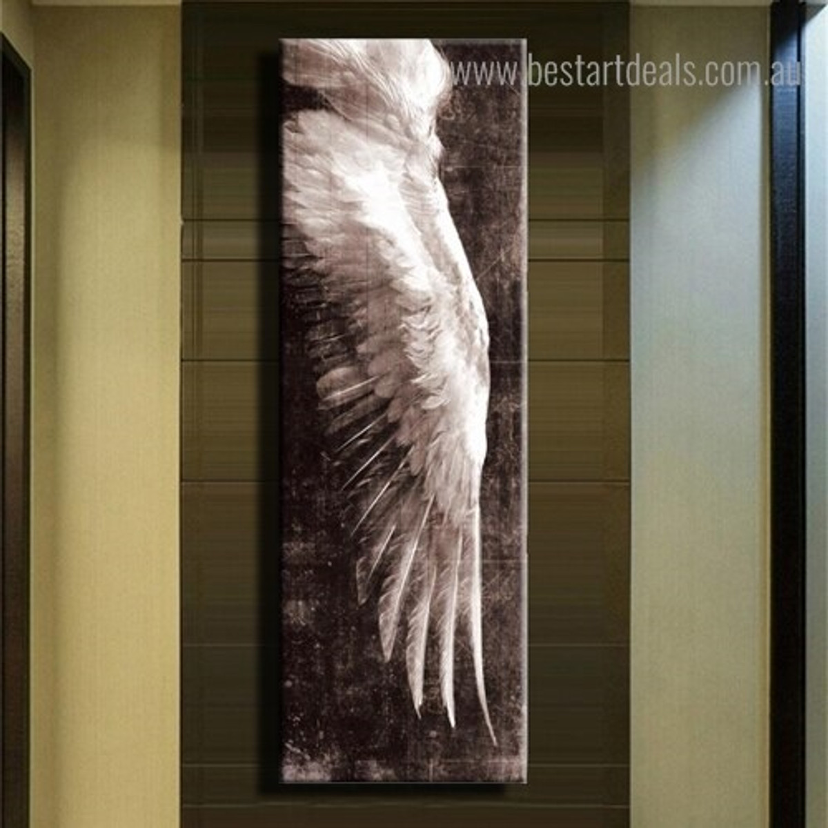 Flying Feather Abstract Modern Framed Smudge Portrait Canvas Print for Room Wall Decoration