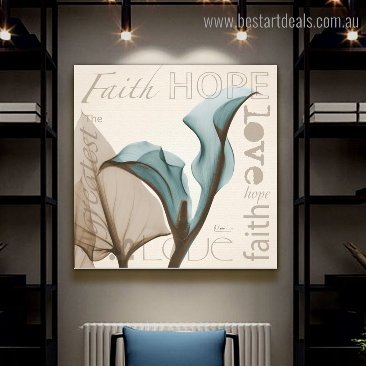 Faith Botanical Quote Framed Effigy Photo Canvas Print for Room Wall Disposition