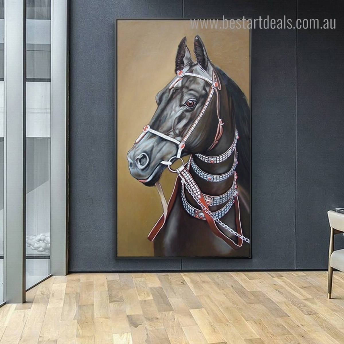 Horse Bridle Animal Modern Framed Artwork Pic Canvas Print for Room Wall Garniture