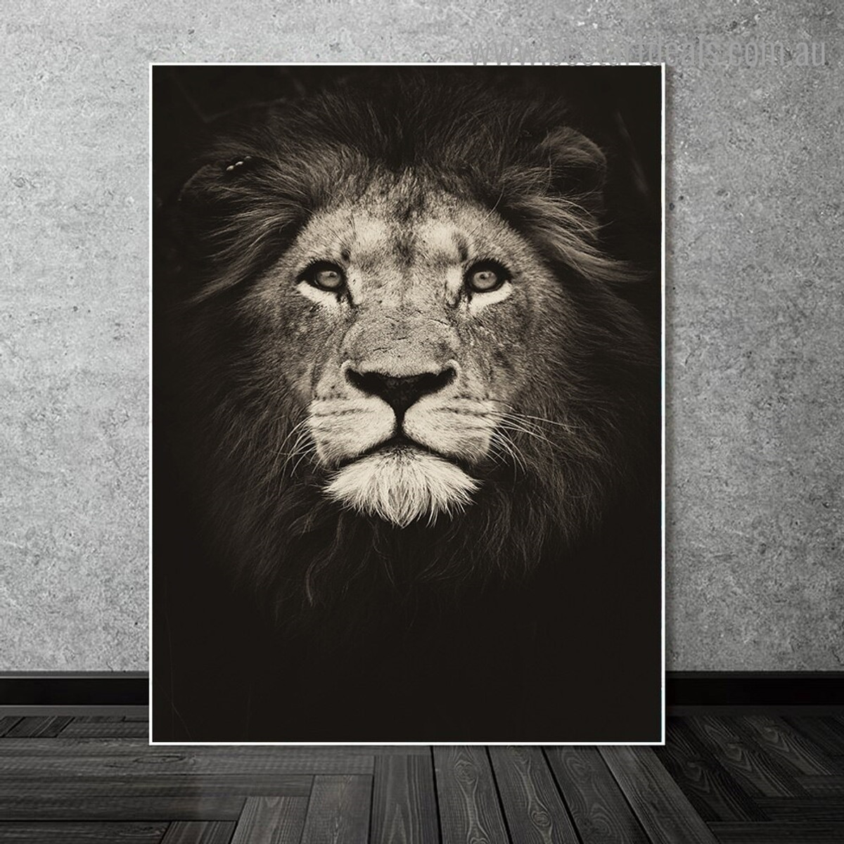 African Lion Face Animal Modern Framed Artwork Picture Canvas Print for Room Wall Molding