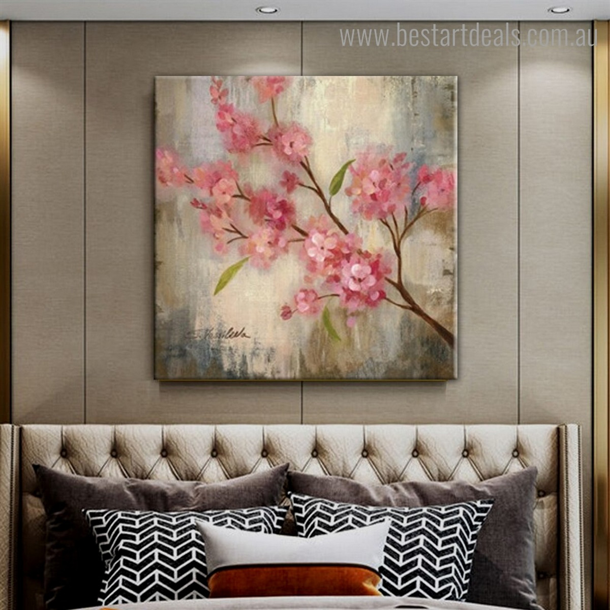 Wonderful Plum Blossoms Abstract Floral Modern Framed Artwork Photo Canvas Print for Room Wall Garniture