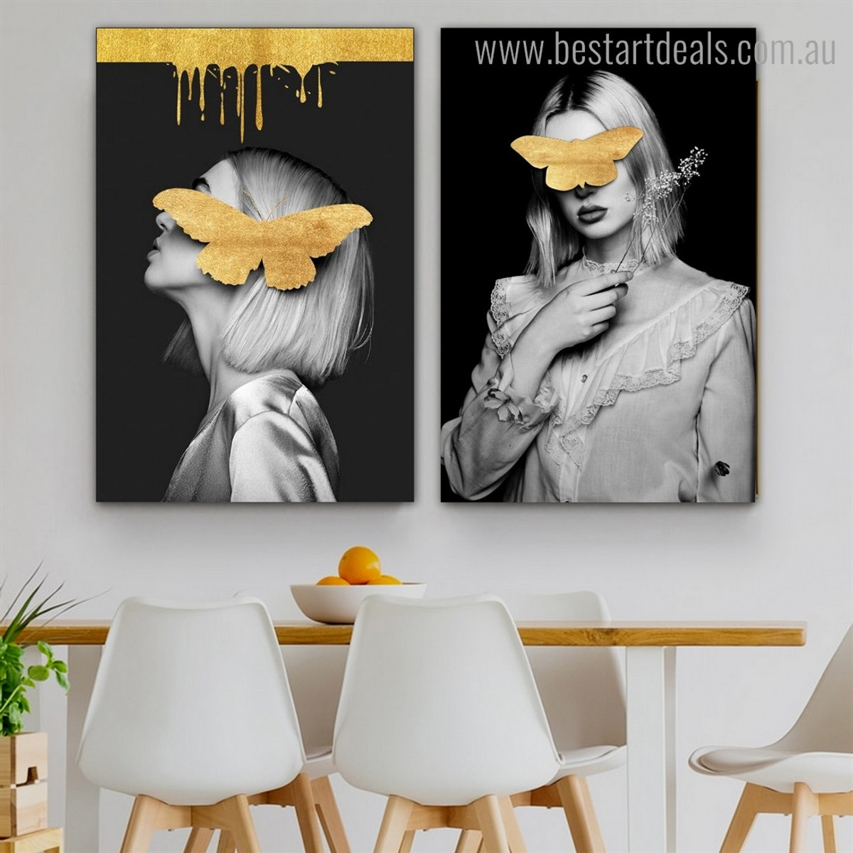 Girl Butterflies Abstract Figure Nordic Framed Artwork Picture Canvas Print for Room Wall Outfit