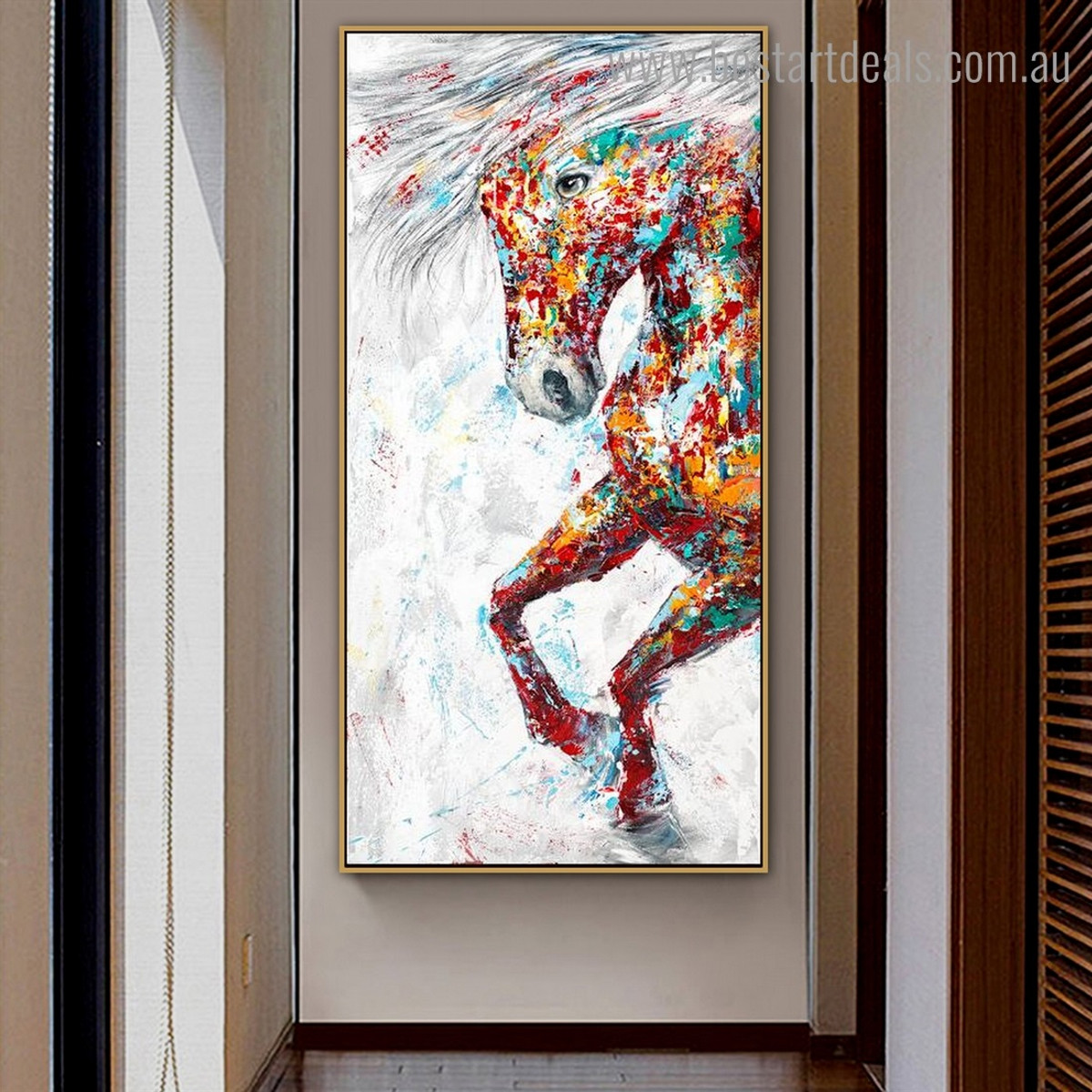 Half Calico Horse Abstract Graffiti Framed Painting Picture Canvas Print for Room Wall Adornment