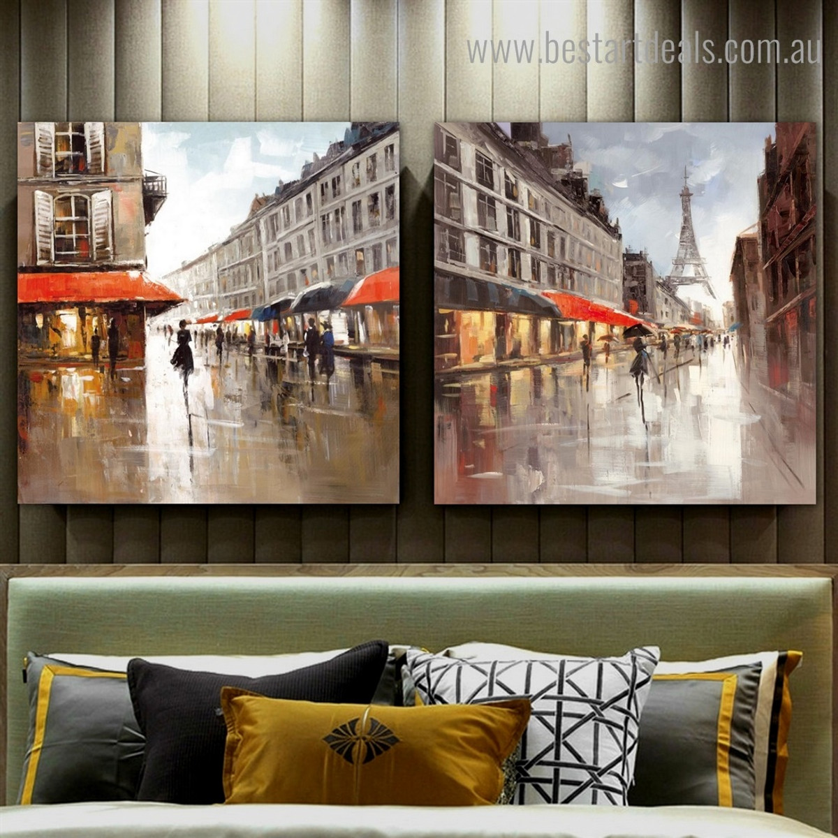 City View Abstract Impressionist Modern Framed Artwork Photo Canvas Print for Room Wall Decoration