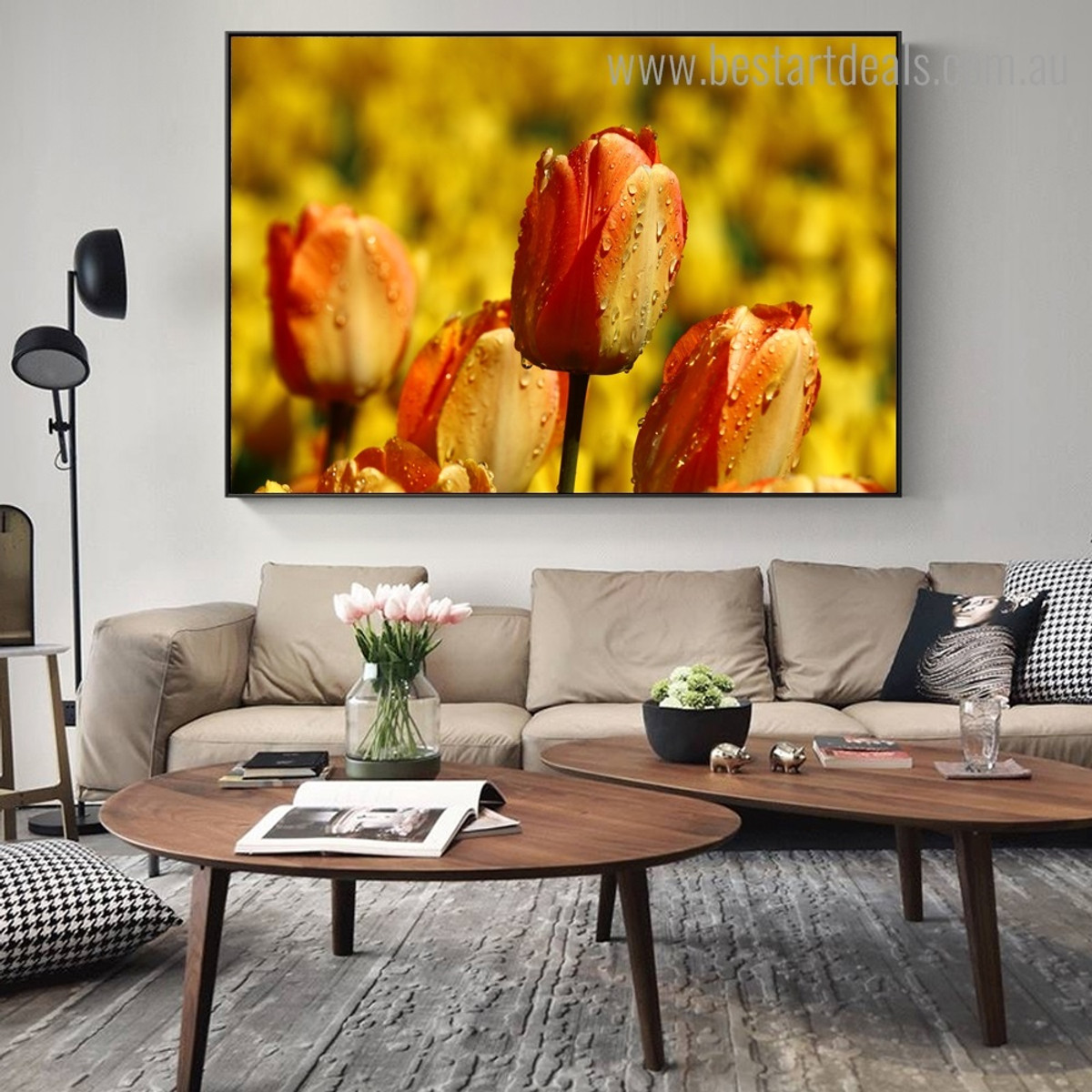 Tulip Floral Modern Framed Effigy Portrait Canvas Print for Room Wall Decor