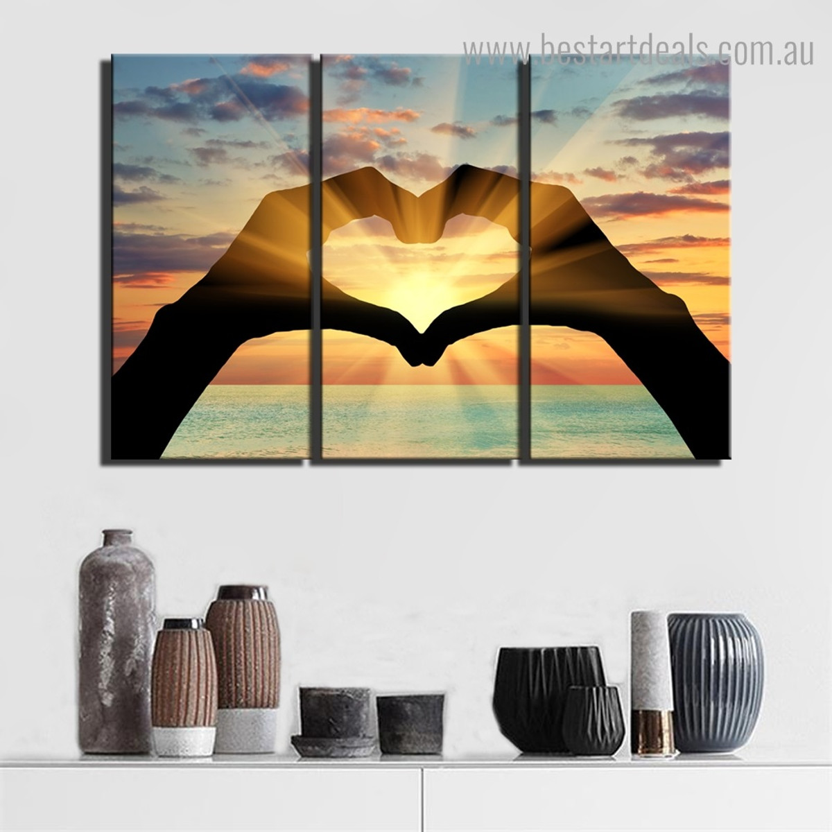 Sunrise Glow Landscape Nature Framed Picture Canvas Print for Room Wall Garniture