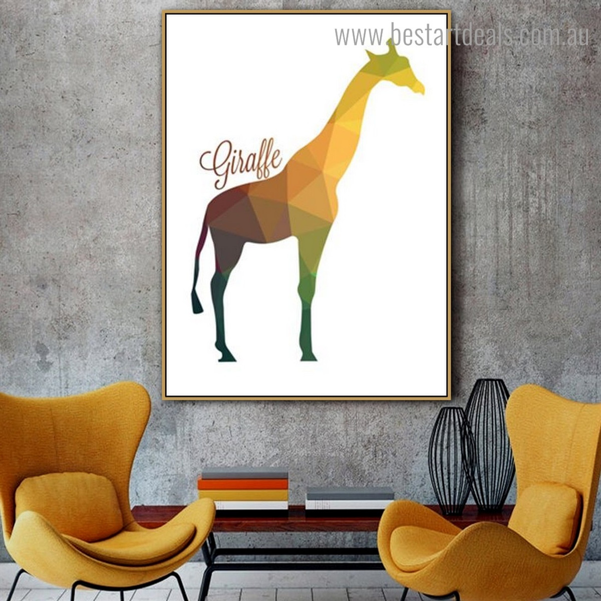 Gorgeous Giraffe Abstract Animal Nordic Framed Artwork Picture Canvas Print for Room Wall Ornament