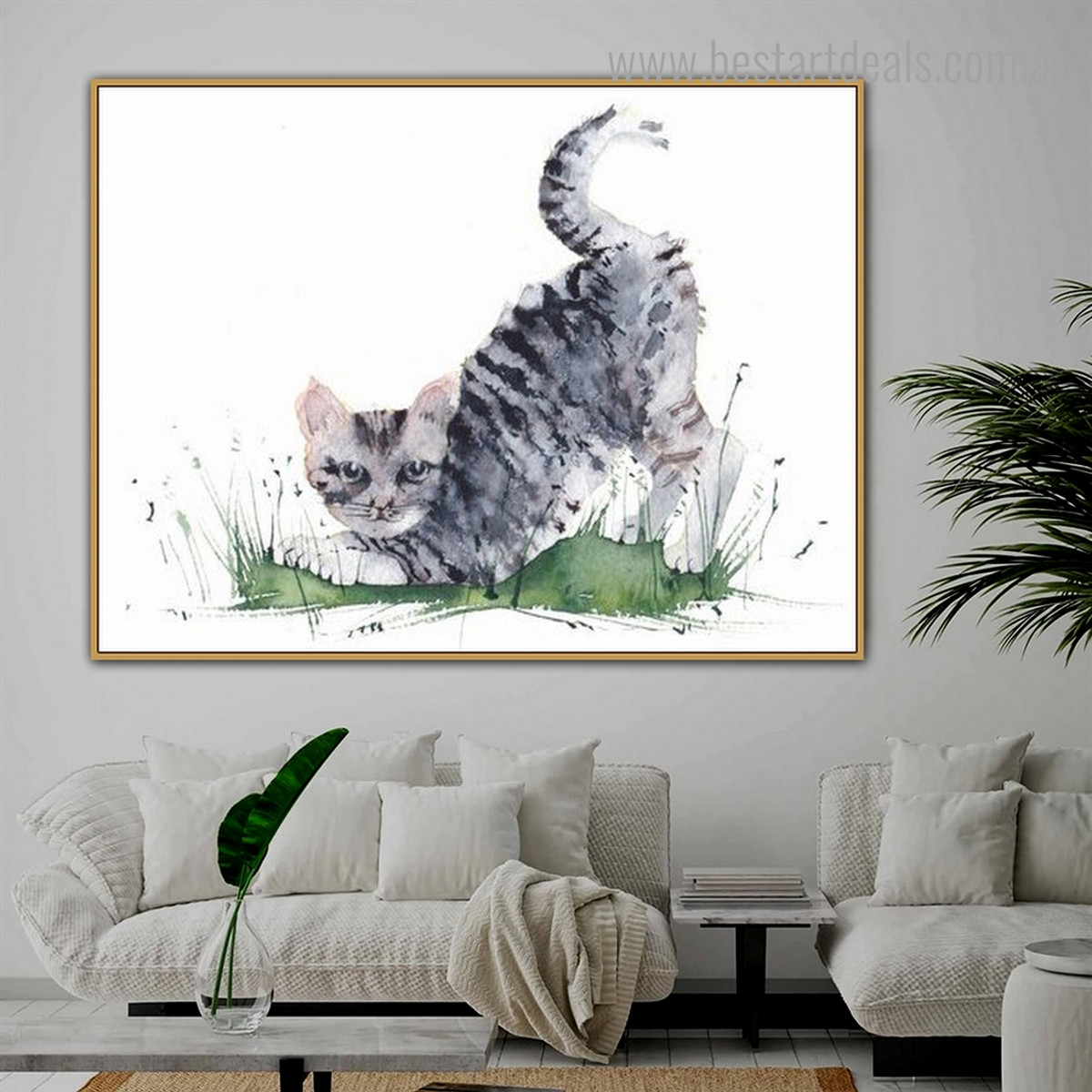 Egyptian Mau Cat Animal Framed Effigy Picture Canvas Print for Room Wall Tracery