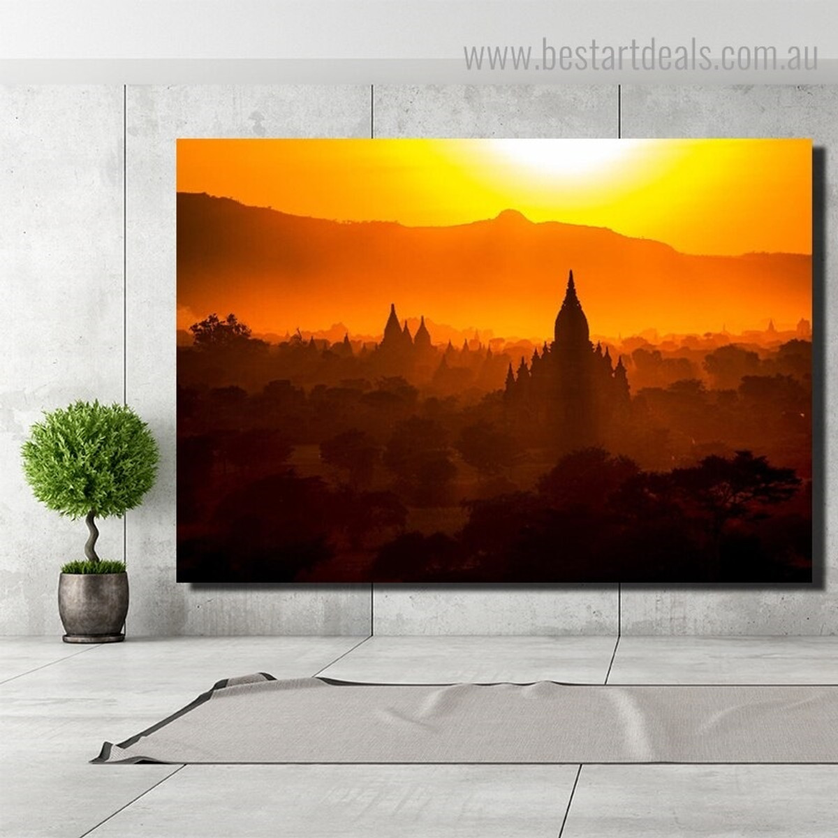 Temples of Bagan landscape Nature Framed Painting Portrait Canvas Print for Room Wall Ornament