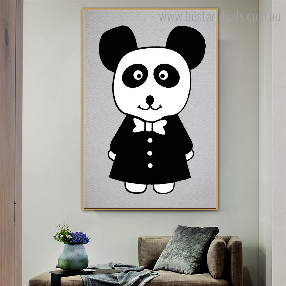 Mr. Panda Anime Animals Nordic Framed Painting Portrait Canvas Print for Room Wall Ornament