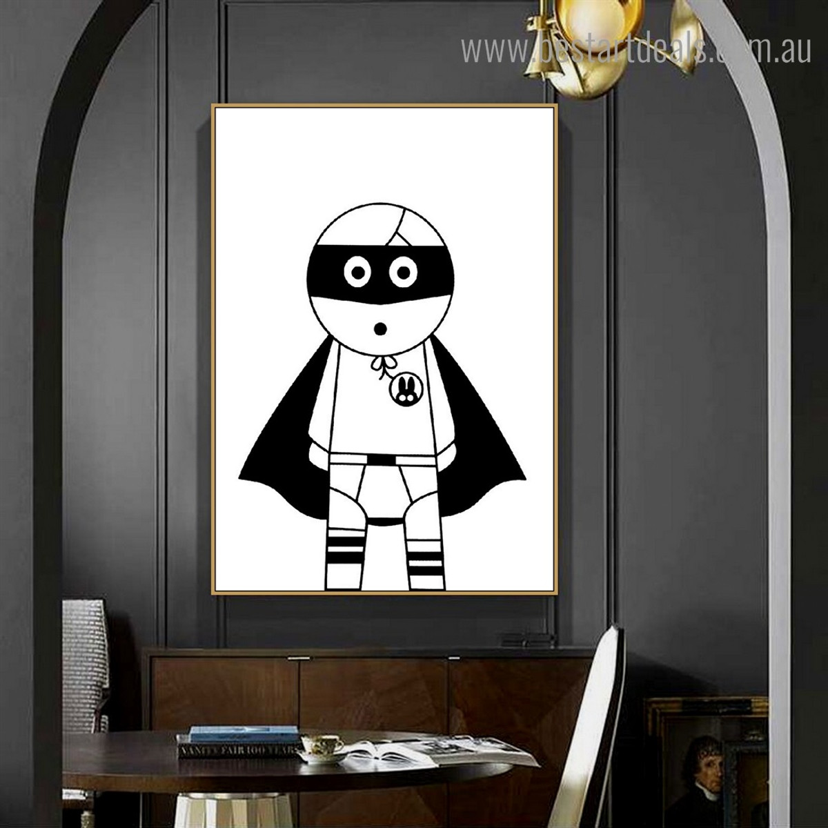 Monochrome Superhero Anime Abstract Nordic Framed Painting Portrait Canvas Print for Room Wall Decoration