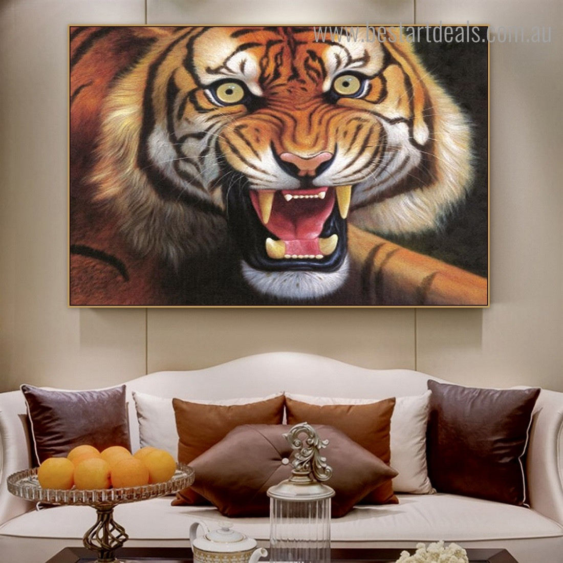 Hazardous Tiger Animal Modern Framed Painting Picture Canvas Print for Room Wall Decor