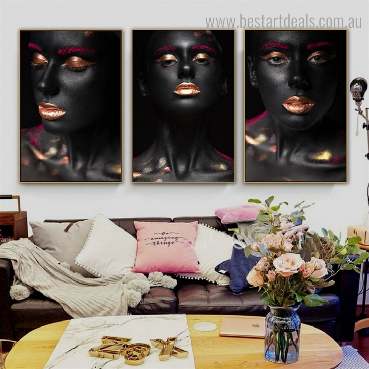 African Damsels Figure Modern Framed Artwork Picture Canvas Print for Room Wall Decoration