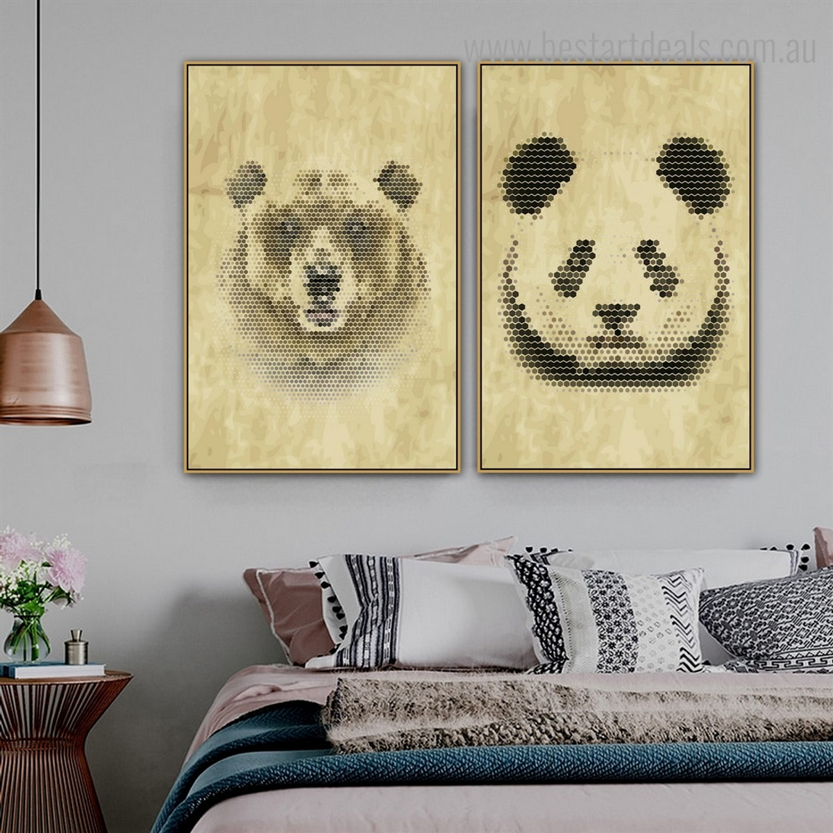 Bear Panda Animal Modern Framed Effigy Image Canvas Print for Room Wall Ornament