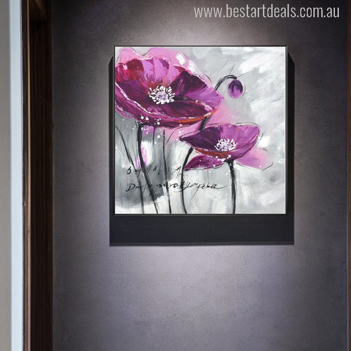 Purple Poppy Flower Watercolor Painting Canvas Print 