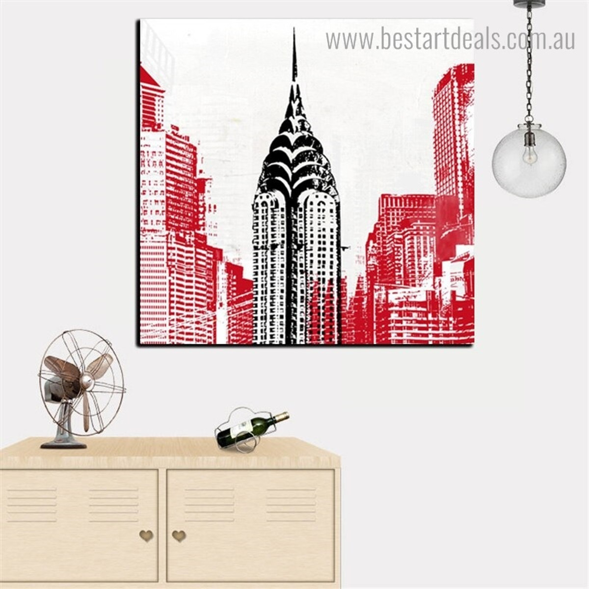 Chrysler Building Abstract City Framed Effigy Photo Canvas Print for Room Wall Getup