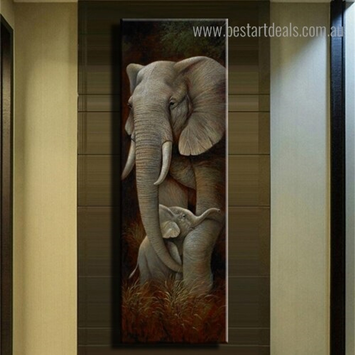 Elephant Calf Animal Modern Framed Painting Picture Canvas Print for Room Wall Onlay