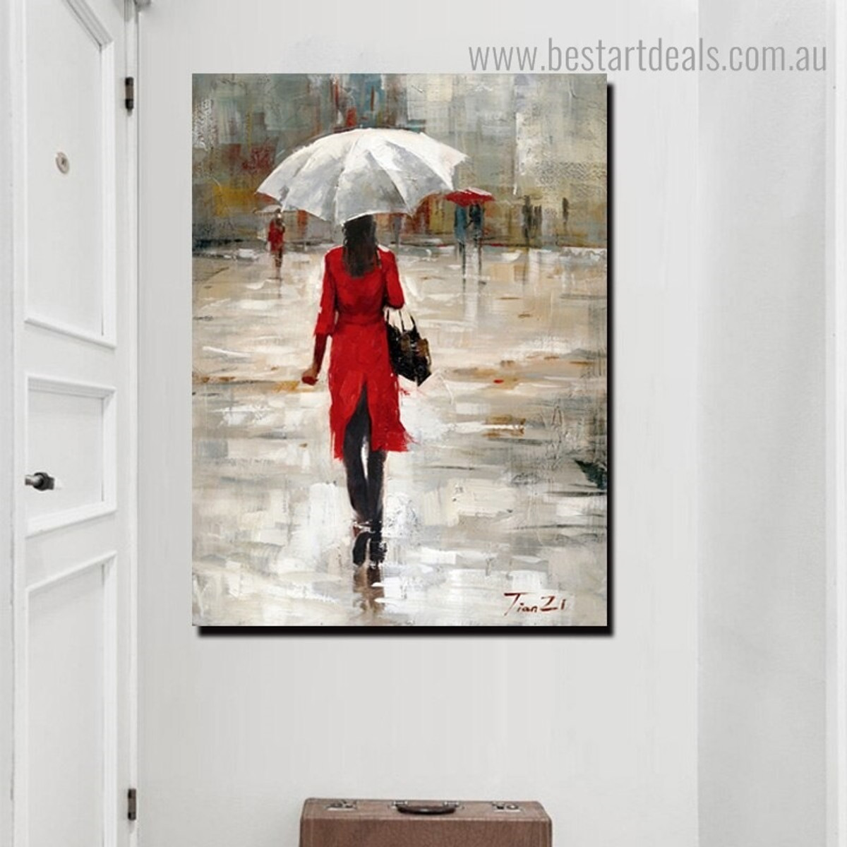 Rainfall Season Abstract Nature Framed Painting Portrait Canvas Print for Room Wall Drape