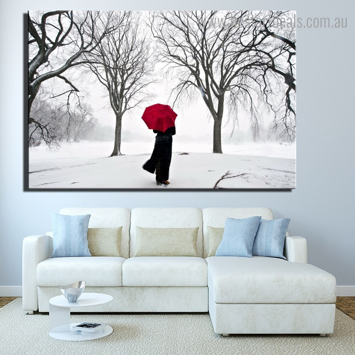 Winter Weather Landscape Nature Framed Artwork Picture Canvas Print for Room Wall Ornament