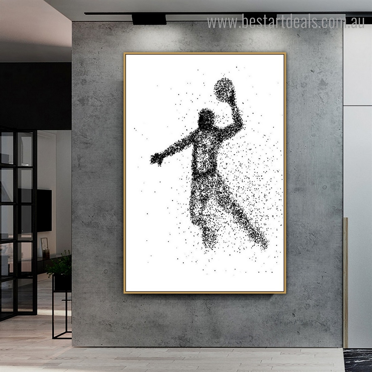Basketball Player Abstract Illustration Modern Framed Painting Picture Canvas Print for Room Wall Decoration