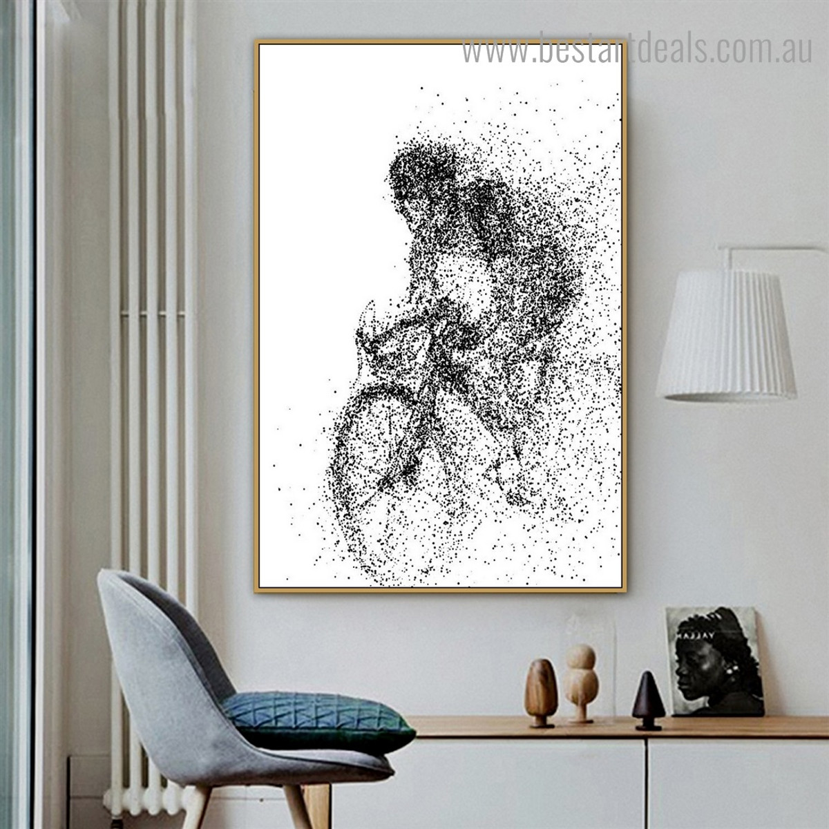Cycling Man Abstract Illustration Modern Framed Artwork Portrait Canvas Print for Room Wall Ornament