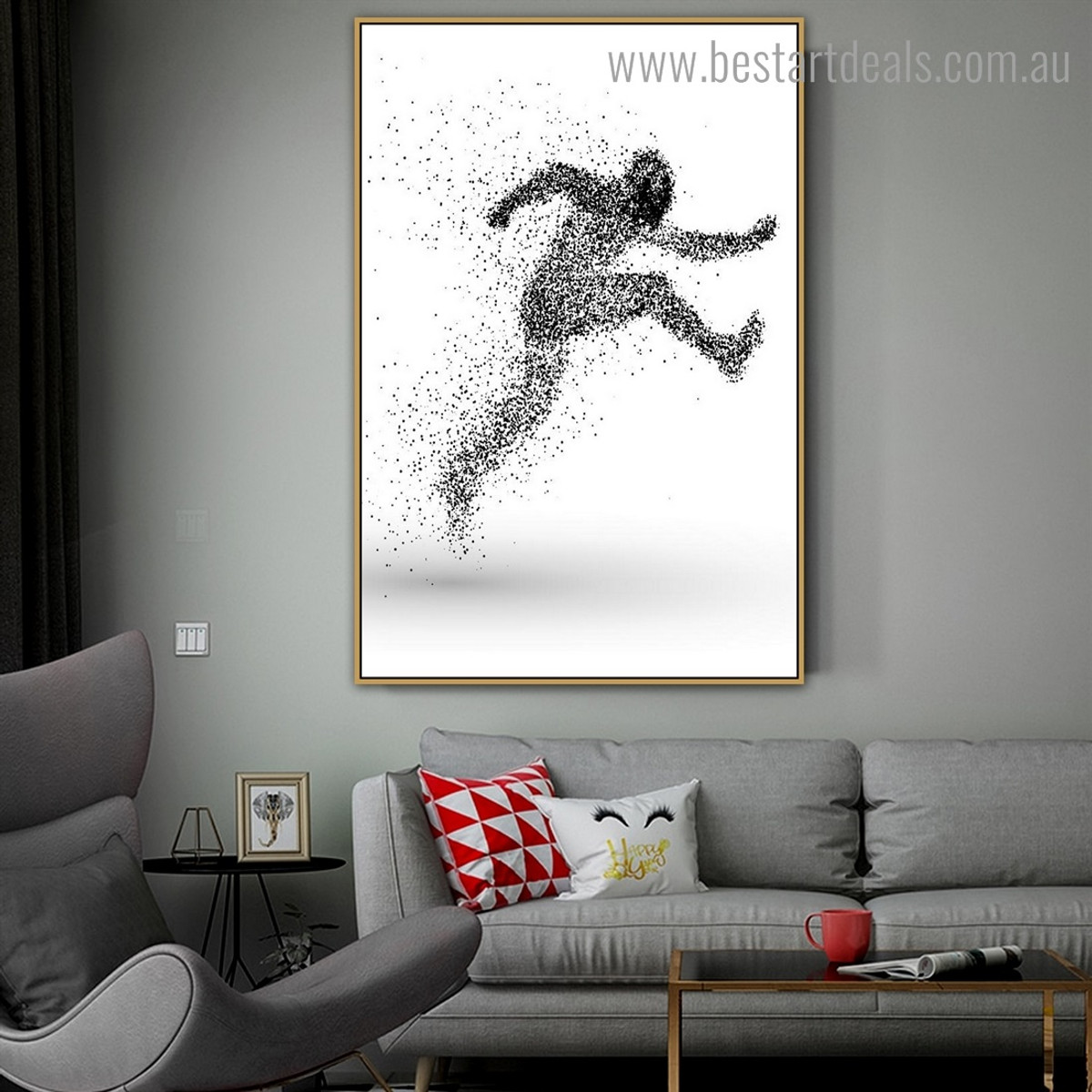 Jumping Abstract Illustration Modern Framed Artwork Portrait Canvas Print for Room Wall Decoration