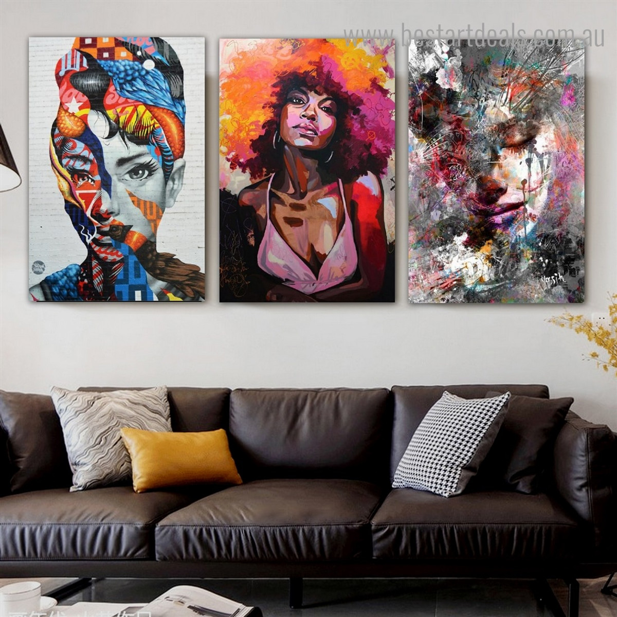 Multicolour Donas Abstract Figure Graffiti Framed Smudge Pic Canvas Print for Room Wall Assortment