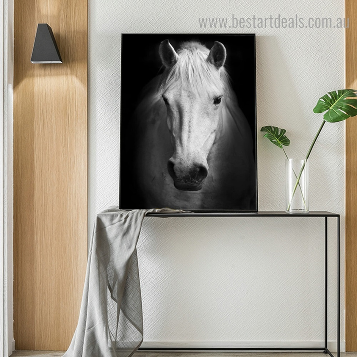 Horse Visage Animal Modern Framed Effigy Image Canvas Pint for Room Wall Onlay