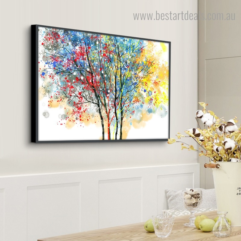 Motley Foliage Abstract Botanical Framed Artwork Pic Canvas Print for Room Wall Decoration