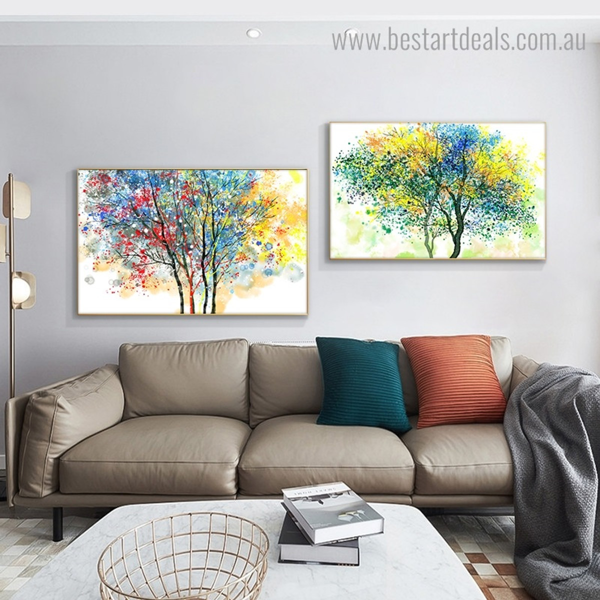 Varicoloured Arbors Abstract Botanical Framed Artwork Pic Canvas Print for Room Wall Garniture