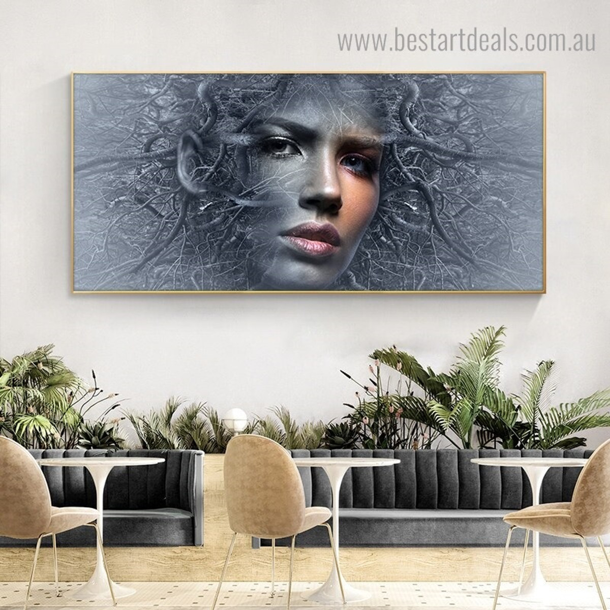 Tree Girl Abstract Botanical Figure Framed Painting Photo Canvas Print for Room Wall Adornment