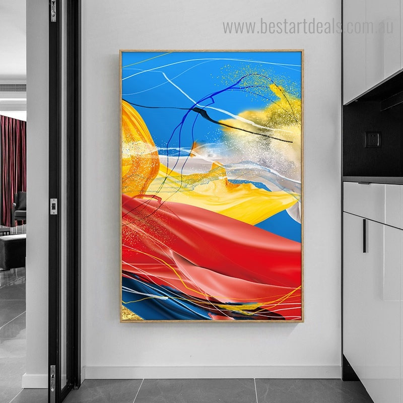 Particolored Wrinkles Abstract Impressionist Framed Artwork Pic Canvas Print for Room Wall Garnish