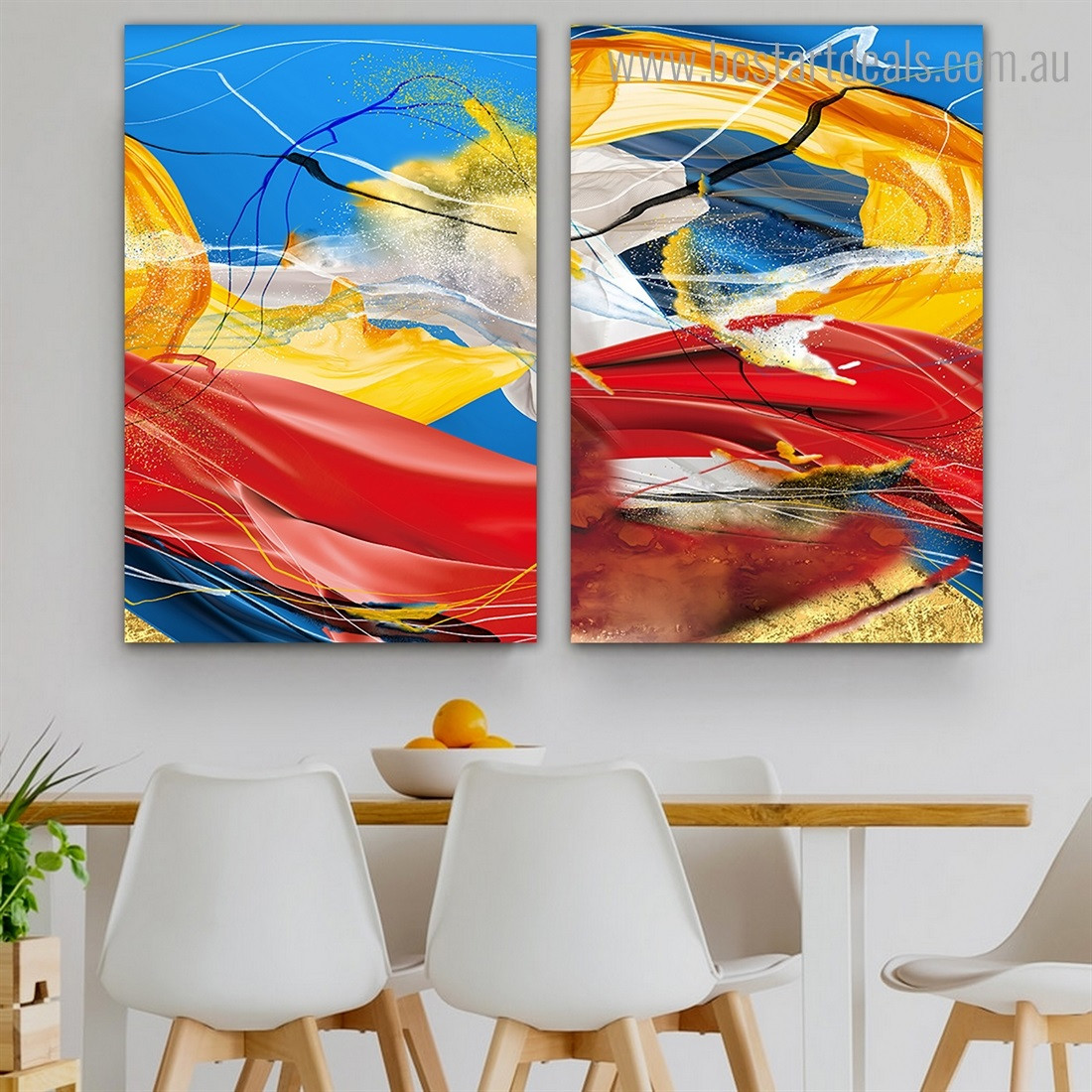 Chequered Striature Abstract Impressionist Framed Painting Image Canvas Print for Room Wall Decor