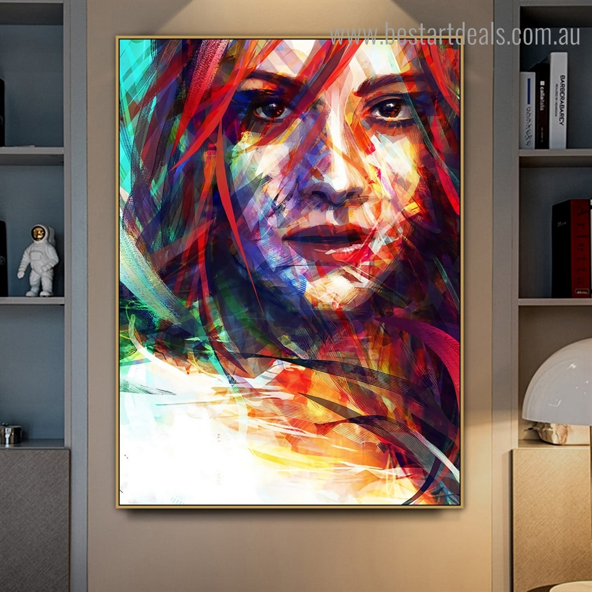 Multicolored Face Abstract Modern Framed Artwork Image Canvas Print for Room Wall Molding